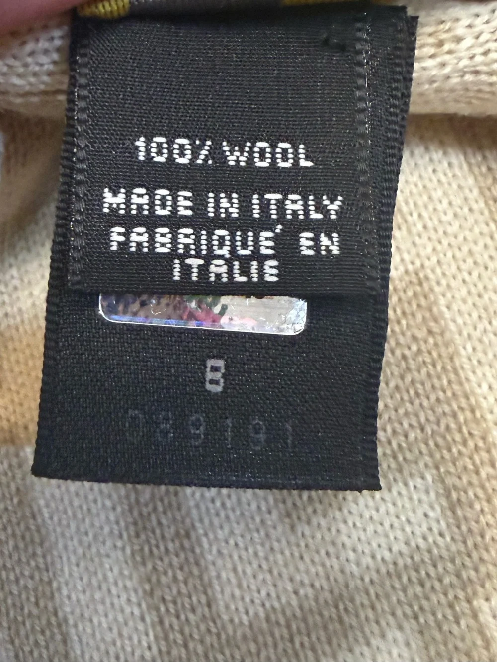 Fendi FF Zucca Logo Reversible 100% Wool Knit Scarf Beige
